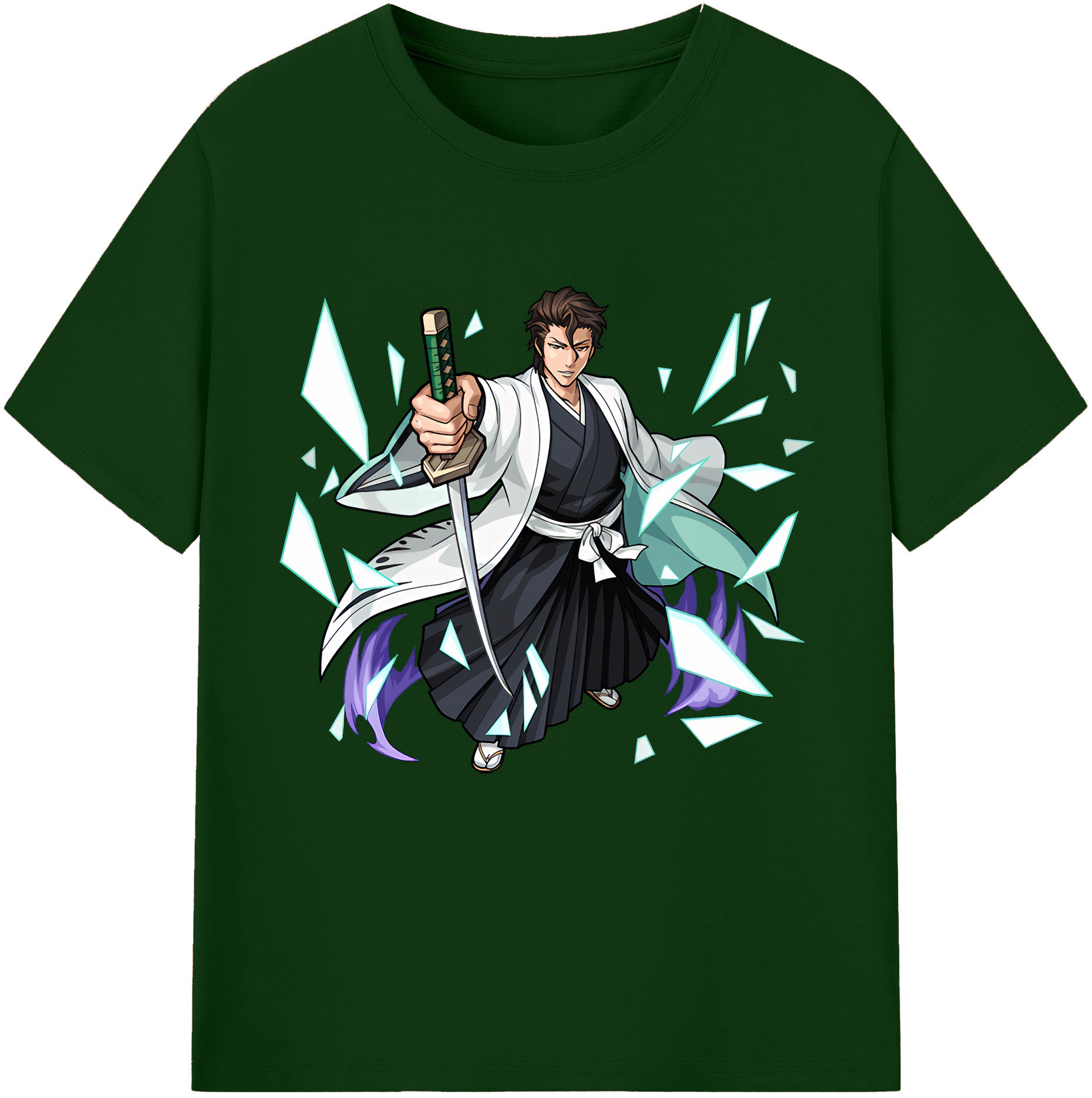 （画像用） ブリーチ 藍染 惣右介（あいぜん そうすけ） BLEACH Aizen Sousuke 綿100％半袖Tシャツ（フロントプリント）